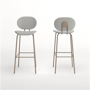 Taburete redondo con tapizado y respaldo HARI 