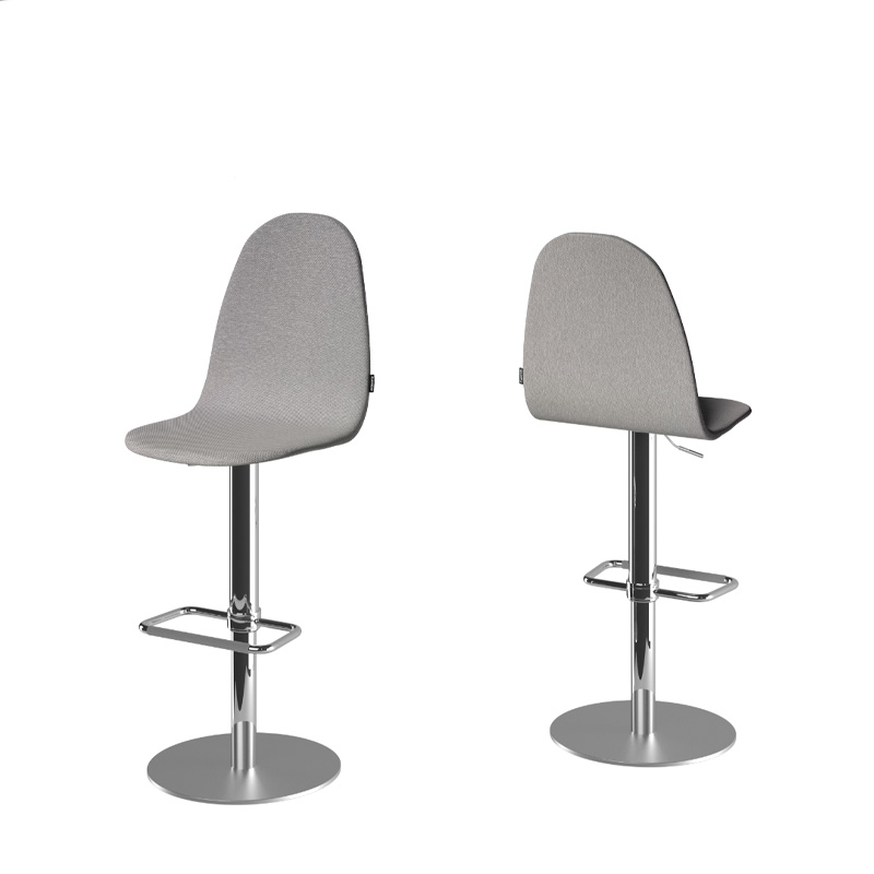 Taburete PLAY estructura en cromo y asiento gris