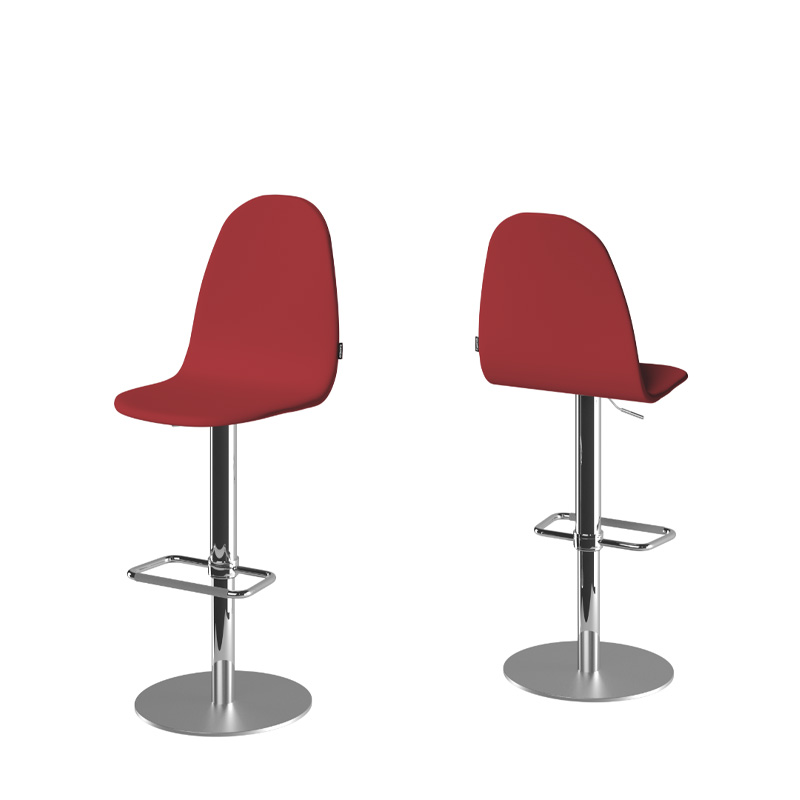 Taburete PLAY estructura en cromo y asiento rojo
