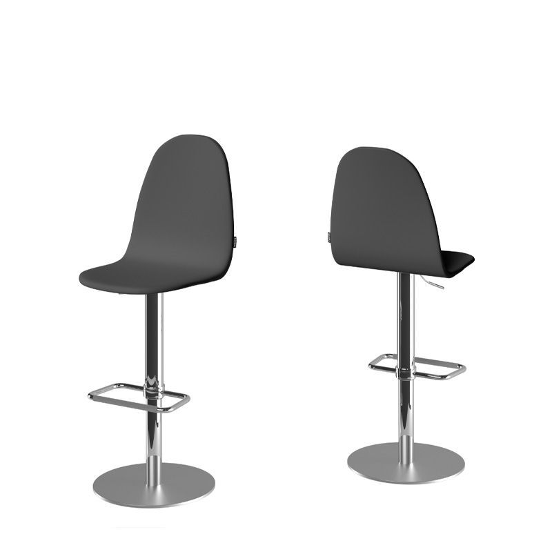Taburete PLAY estructura en cromo y asiento gris oscuro