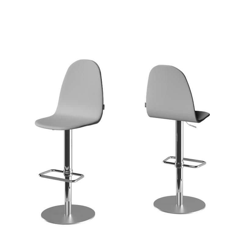 Taburete PLAY estructura en cromo y asiento gris