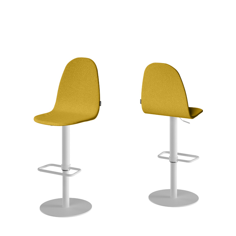 Taburete PLAY estructura en blanco y asiento amarillo
