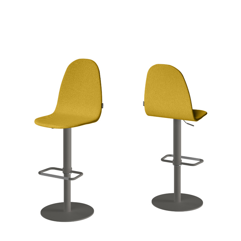 Taburete PLAY estructura en gris y asiento amarillo