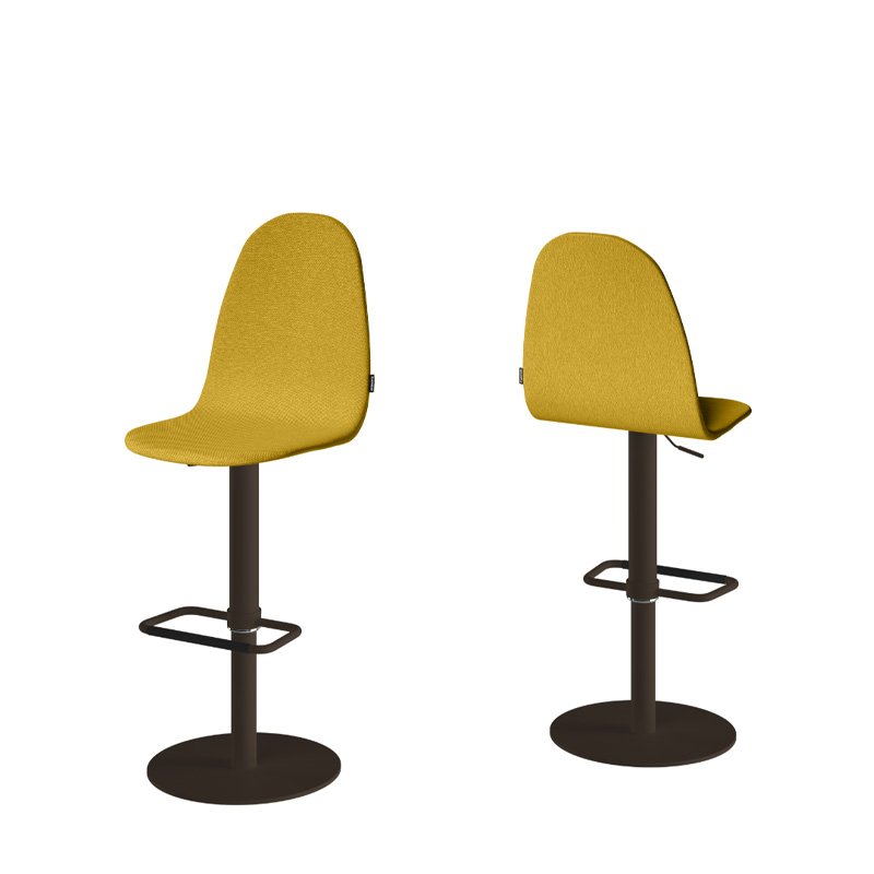 Taburete PLAY estructura en marron y asiento amarillo