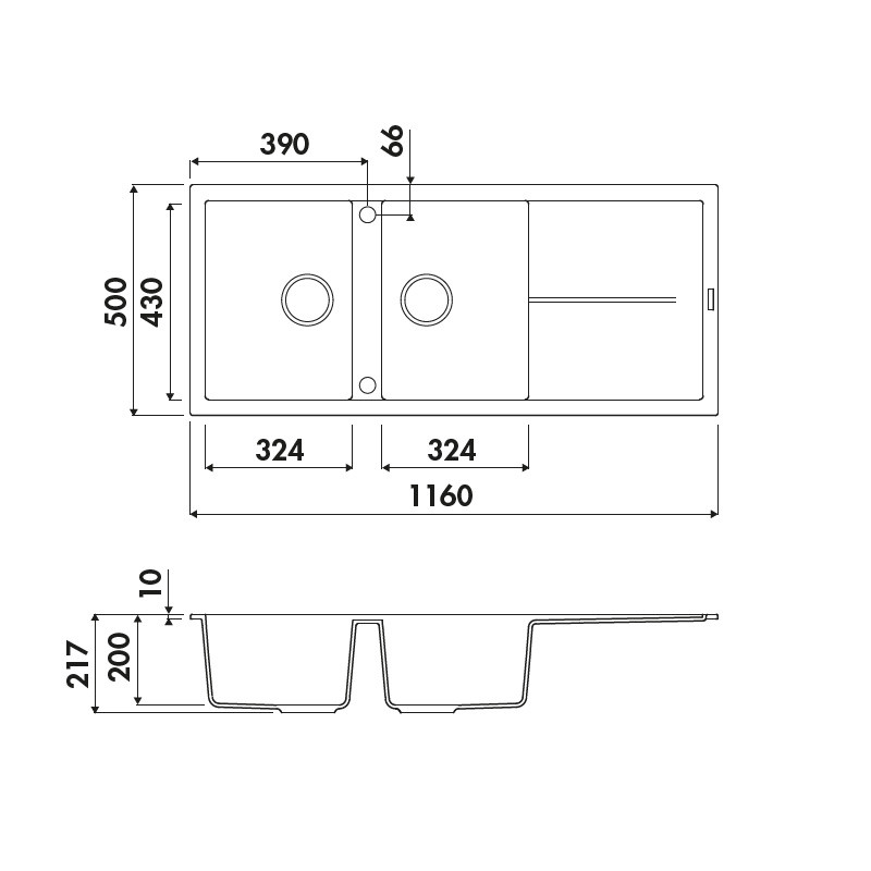 Fregadero de Granito para mueble de 80