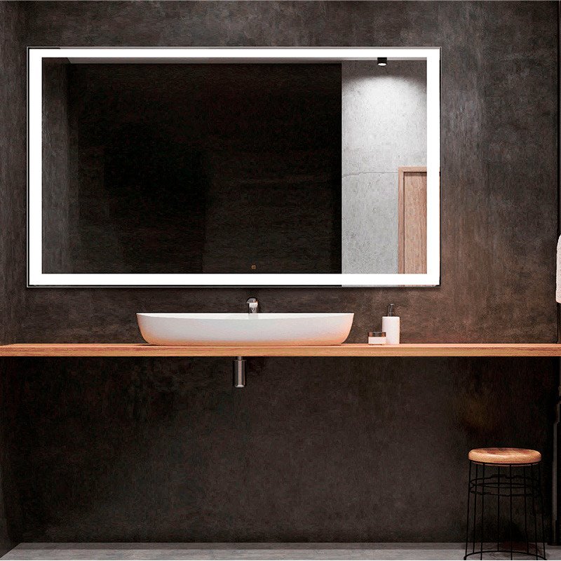 espejo cuadrado para baño con luz LED frontal y antivaho CLASIC