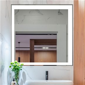 espejo cuadrado para baño con luz LED frontal y antivaho CLASIC
