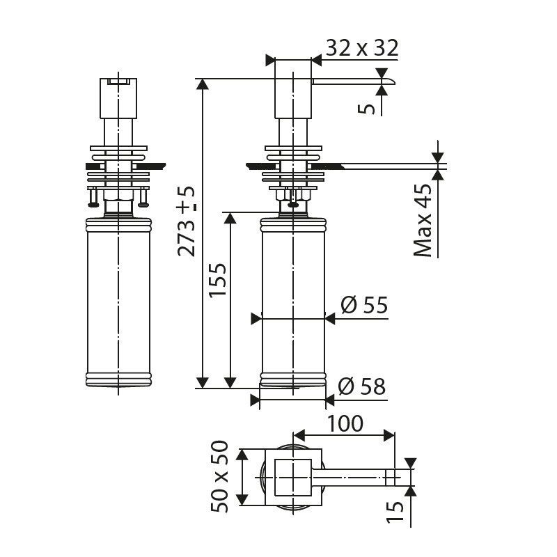 medidas dispensador jabon bajo encimera cocina