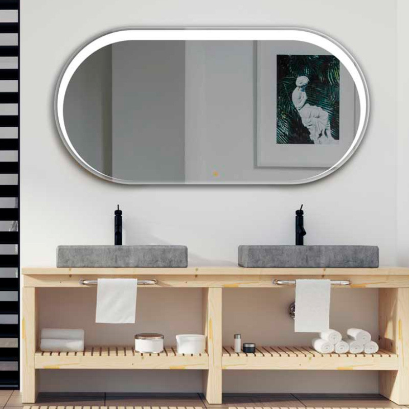espejo ovalado para baño con luz LED frontal y antivaho CIRCUS