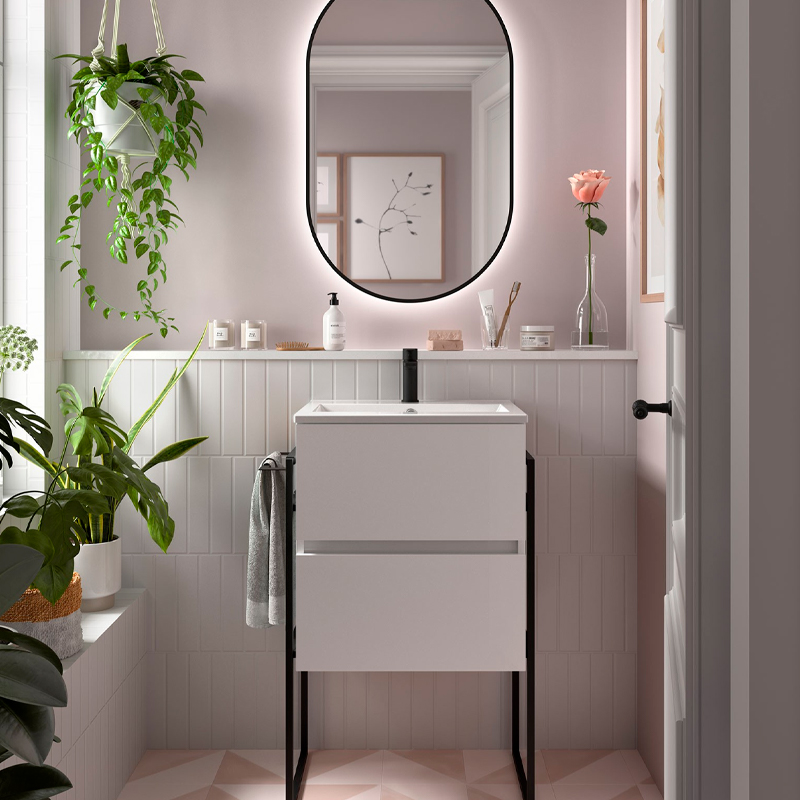 Mueble de baño al suelo con lavabo fondo reducido