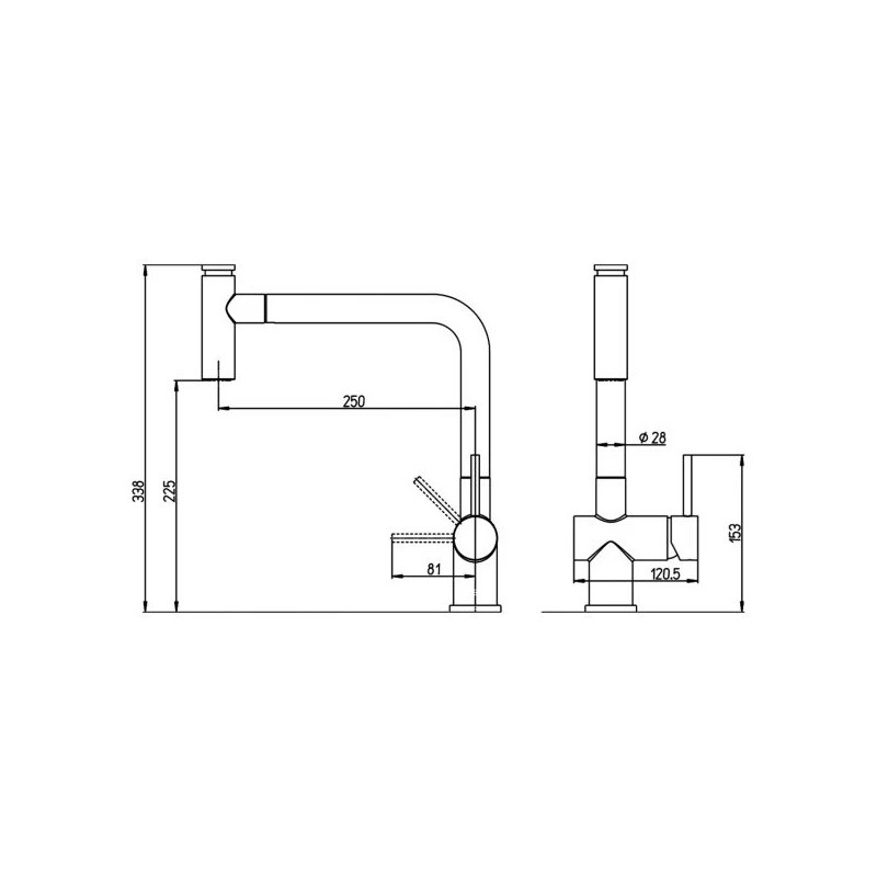 medidas grifo cocina plados HYDRA