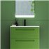 mueble de bano verde mate paris 2 cajones con lavabo integral