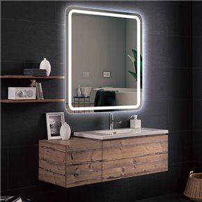 espejo cuadrado retroiluminado para baño con luz LED frontal y antivaho AUSTRIA