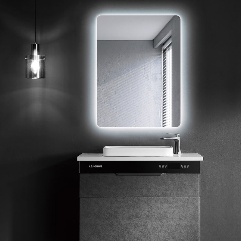 Espejo de baño Dinamarca con luz ambiental fría