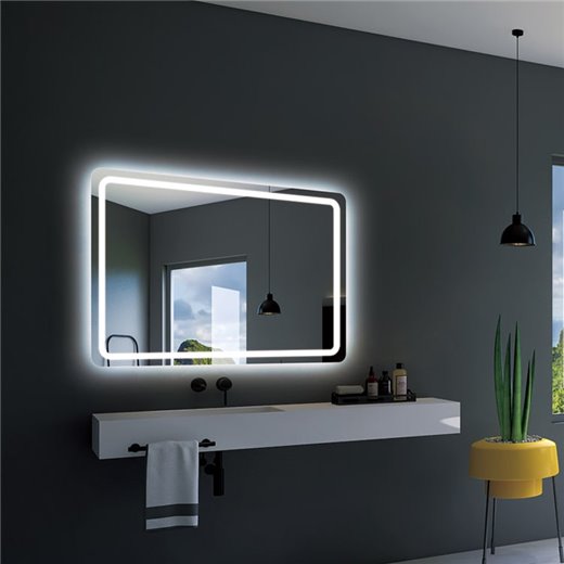 espejo cuadrado para baño retroiluminado y con luz LED frontal GRECIA