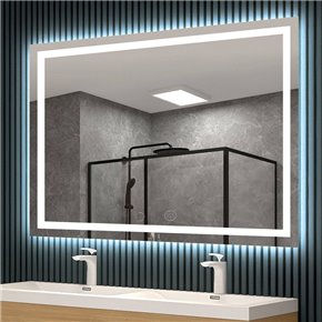 espejo cuadrado retroiluminado para baño con luz LED frontal y antivaho HOLANDA