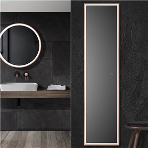 espejo baño vestidor LED grande marco aluminio metal negro oro rosa cobre