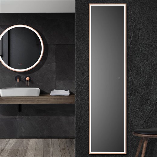 espejo baño vestidor LED grande marco aluminio metal negro oro rosa cobre