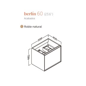 mueble baño 1 cajon interior berlin roble 60