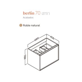 mueble baño 1 cajon interior berlin roble 70
