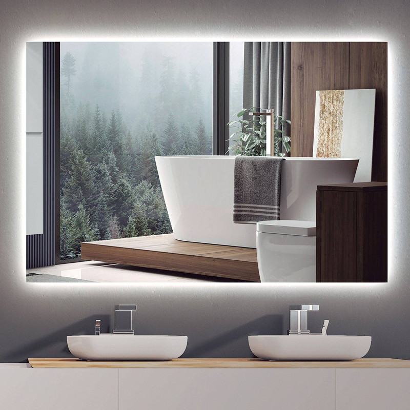 Espejo de baño retroiluminado SUECIA con luz ambiental fría
