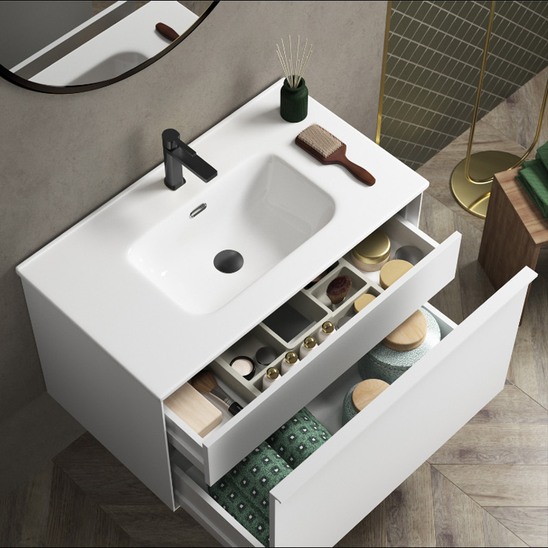 Mueble baño 1 cajón y 1 hueco blanco mate