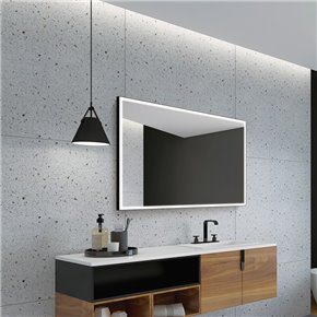 espejo de baño con luz frontal LED y marco negro SUIZA