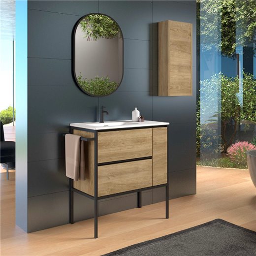 Muebles de baño con patas combina metal y madera. Mod Avanti 1 cajon