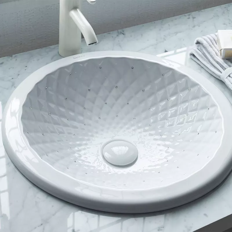 Lavabo Sobre Encimera RHOMBUS de Porcelana con acabado Swarovsky