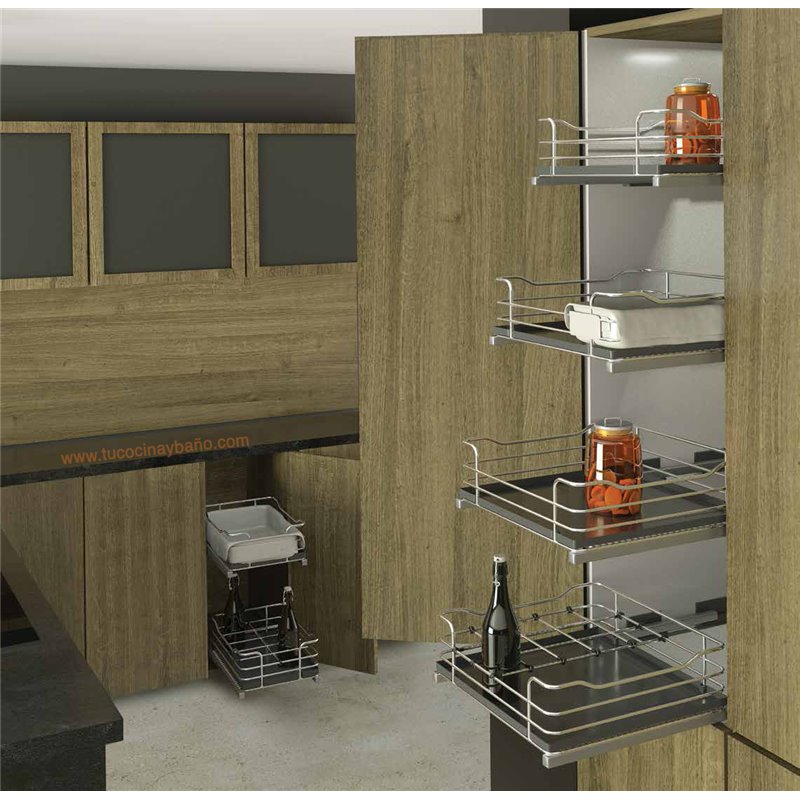 Cesta extraíble para mueble de cocina, fijación a la base y a la puerta,  L.640 x