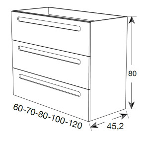 mueble baño suspendido 3 cajones medidas paris avila