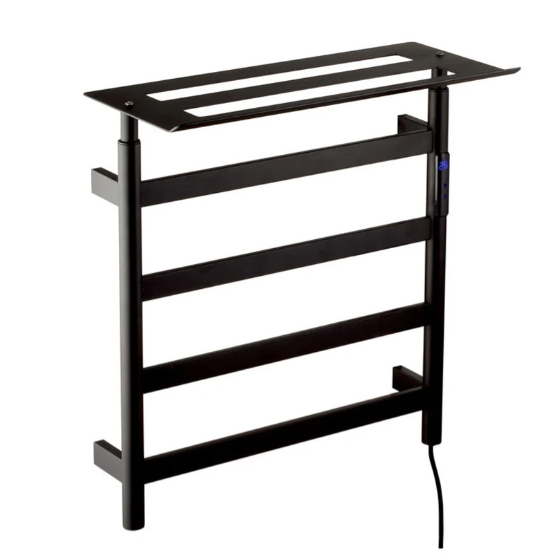 toallero electrico para baño con repisa negro