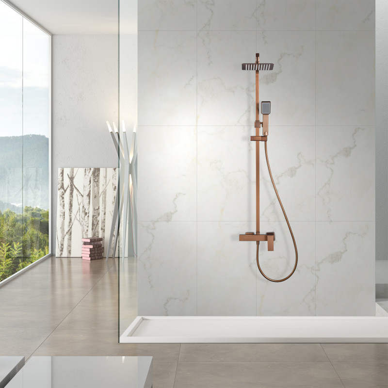 grifo ducha pisa imex oro rosa cepillado pvd