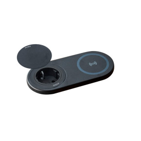 Enchufe de encimera ONE PORT de Evoline con cargador QI – Negro