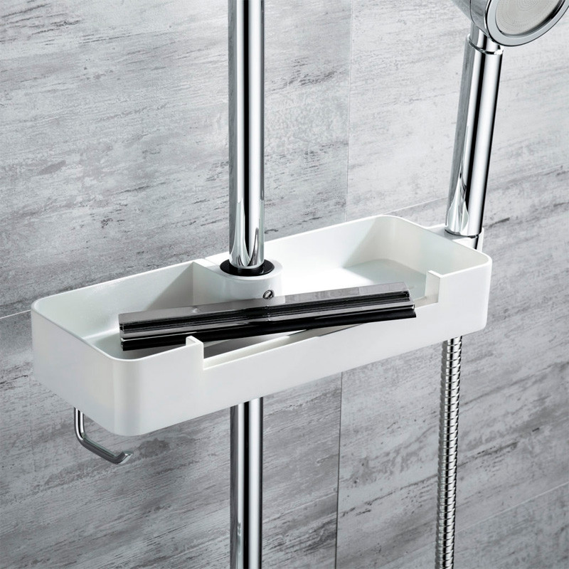 jabonera para barra de ducha con limpiamamparas