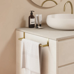 toallero colgante mueble baño dorado oro cepillado PVD