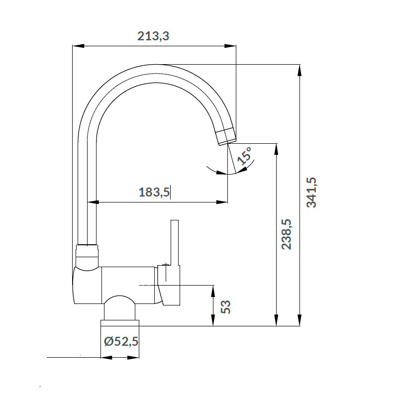 medidas grifo abatible cocina