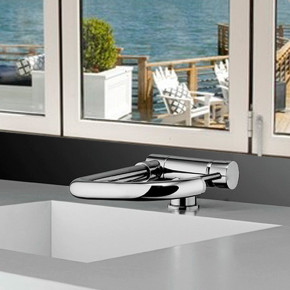 Grifo abatible para cocina bajo ventana en acabado cromo