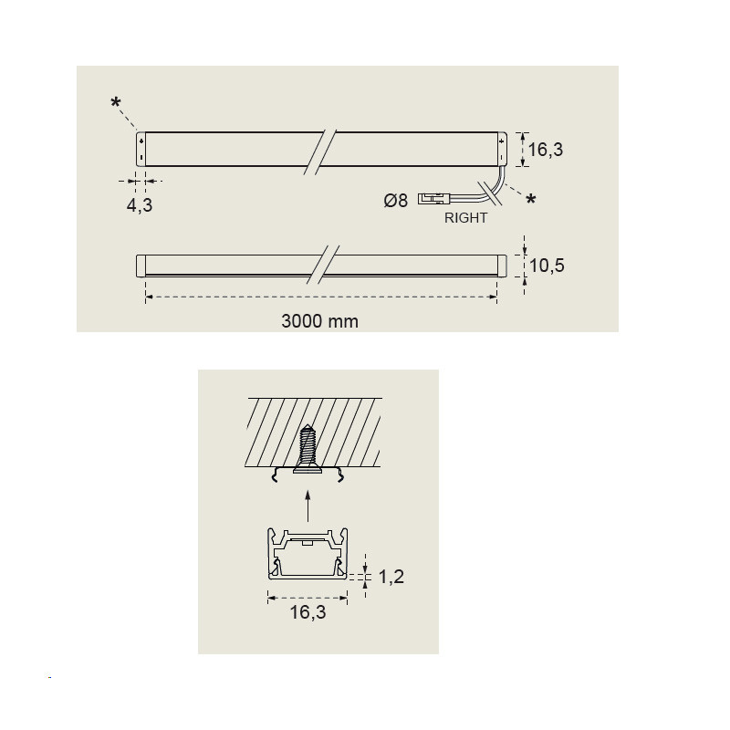 medidas regleta LED moove 1