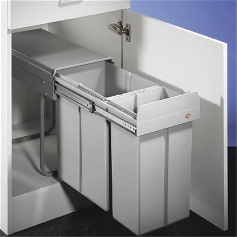 Cubo de basura extraíble, contenedor individual de 29 L, contenedor de  basura de cocina con soporte deslizante y asa, capacidad de carga de 110