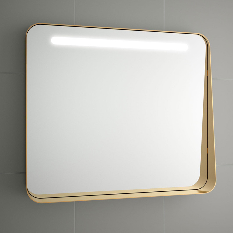 espejo cuadrado para baño con luz LED frontal y un estante APOLO