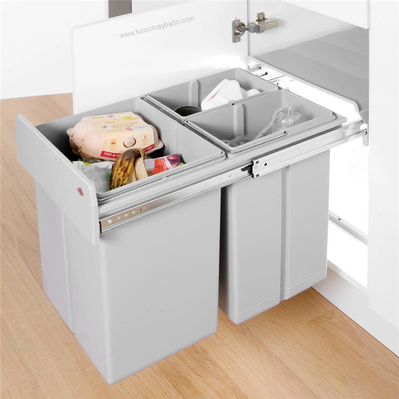 Cubo extraible basura mueble cocina 40 triple