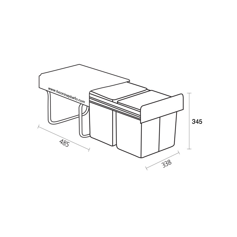 Cubo Extraíble TANDEM para mueble con puerta de 35 cms → Compra Online