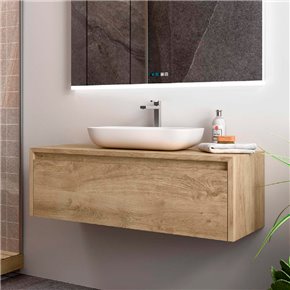 Mueble de baño LAMBDA Suspendido de un cajón en madera natural