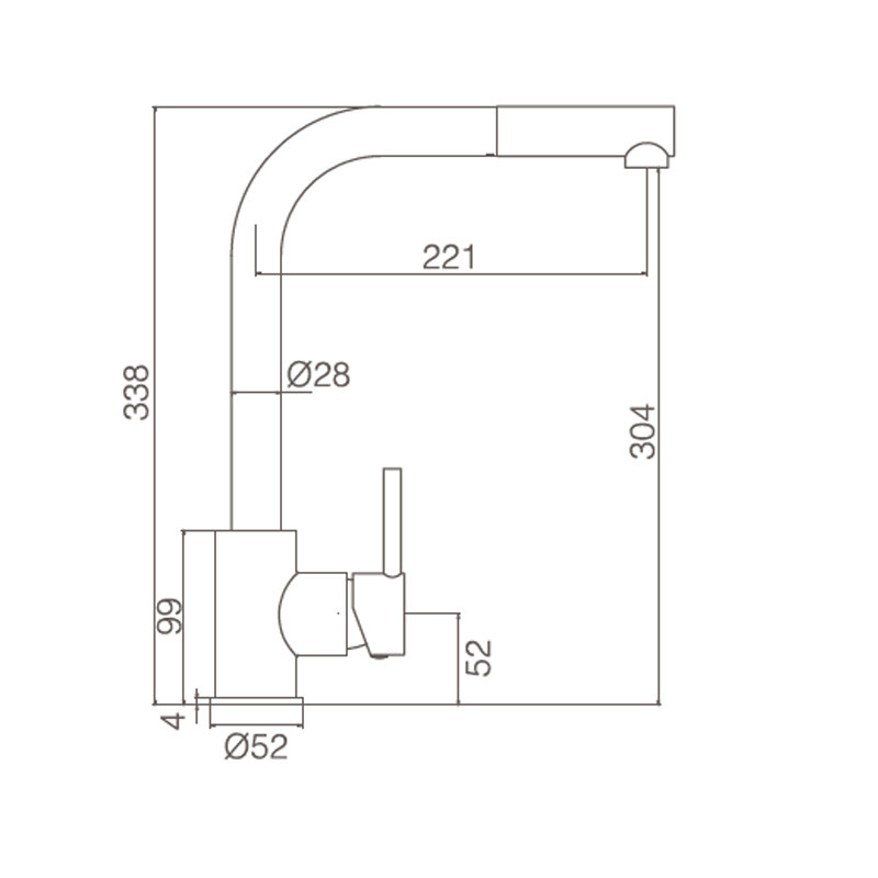 medidas grifo extensible inox imex