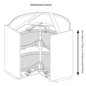 Mecanismos giratorio MONDO para muebles de rincon de cocina
