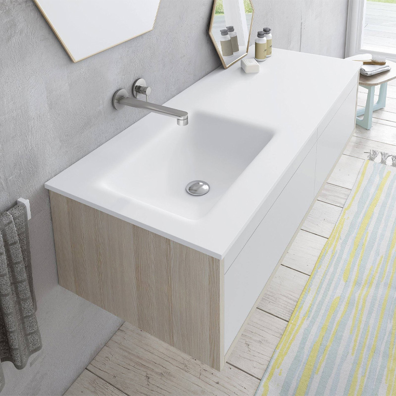 encimera a medida con lavabo en solid surface para baño ITALO