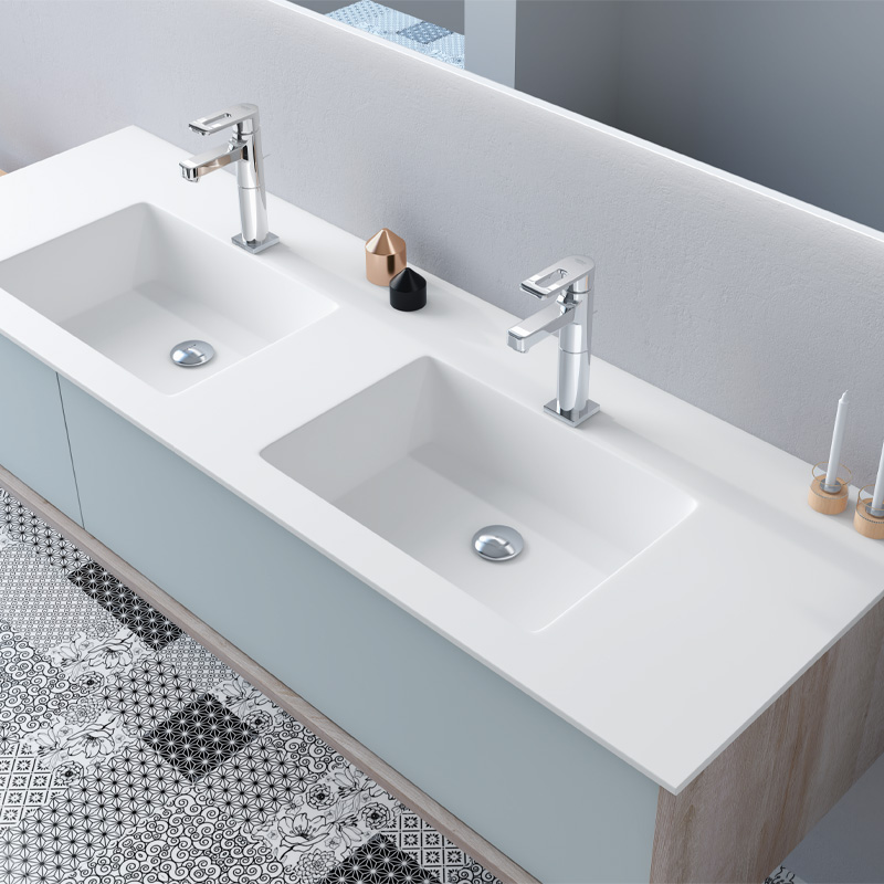 encimera a medida con lavabo en solid surface para baño TABAC