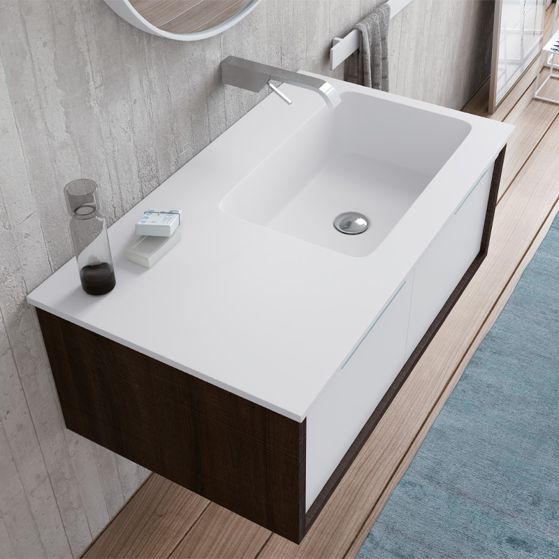 encimera a medida con lavabo en solid surface para baño FOLK