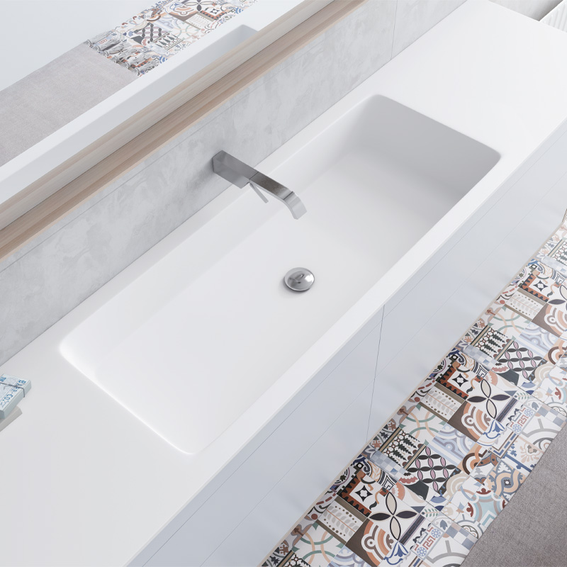 encimera a medida con lavabo en solid surface para baño NEVADA